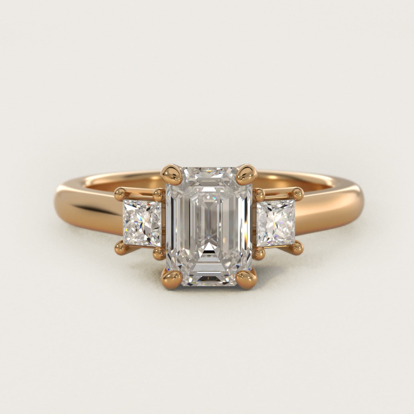 Three-Stone Princess Diamond Engagement Ring in 14K Yellow Gold (1/3 ct. tw.) - Emerald Center