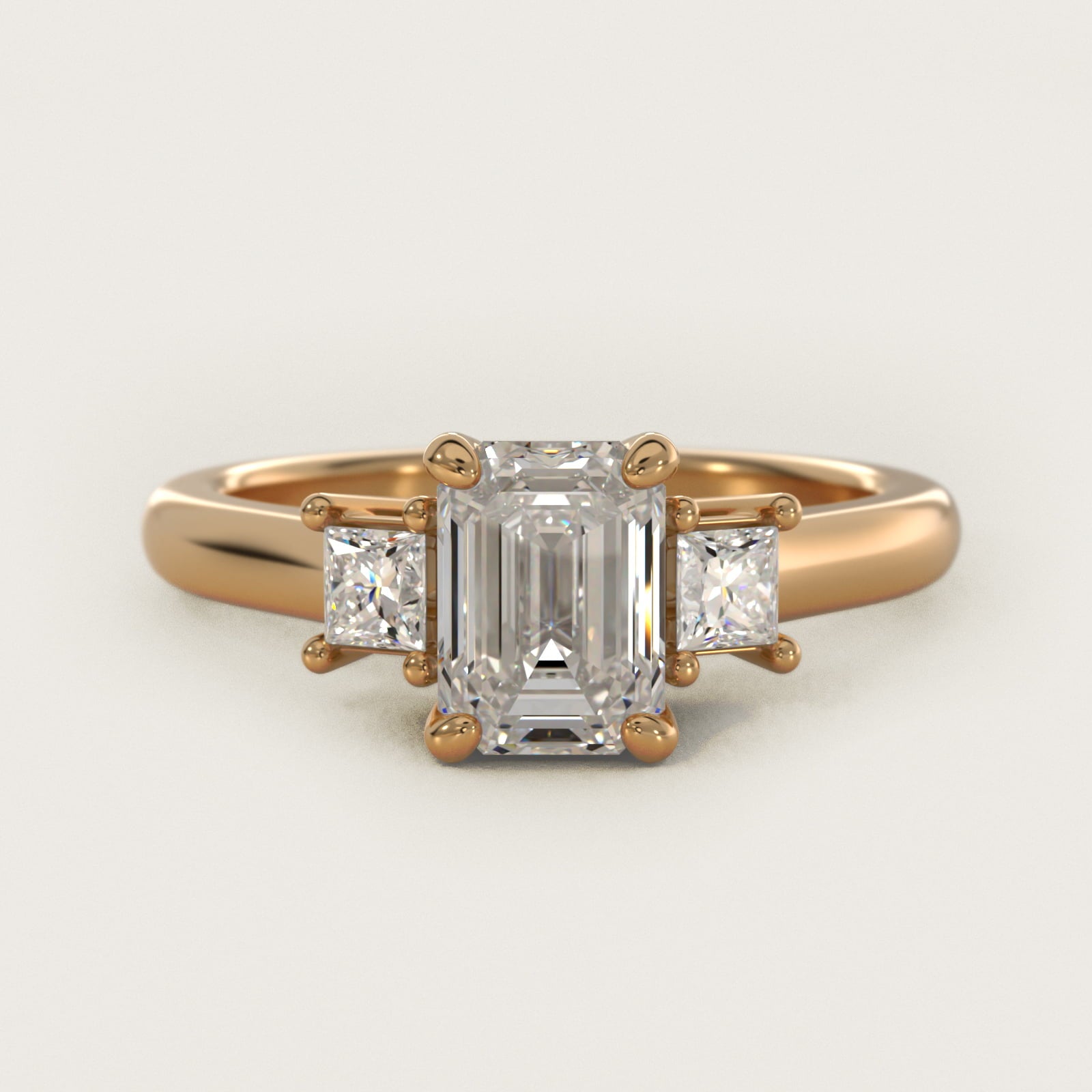 Three-Stone Princess Diamond Engagement Ring in 18k Yellow Gold (1/3 ct. tw.) - Emerald Center