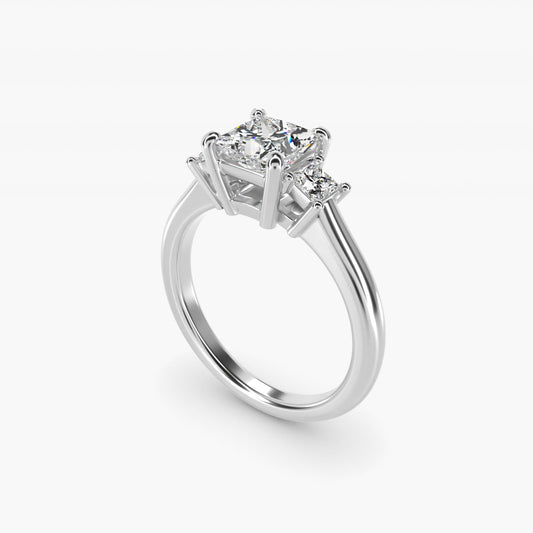 Three-Stone Princess Diamond Engagement Ring in 18k White Gold (1/3 ct. tw.) - Princess Center