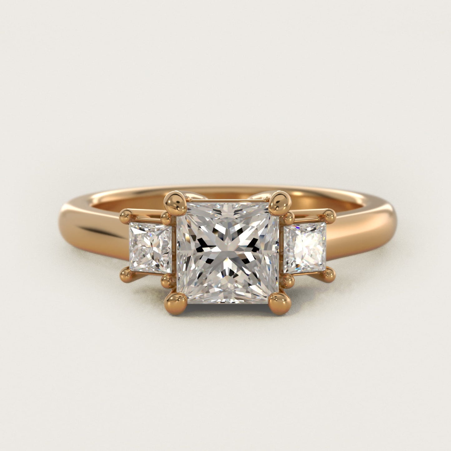 Three-Stone Princess Diamond Engagement Ring in 14K Yellow Gold (1/3 ct. tw.) - Princess Center