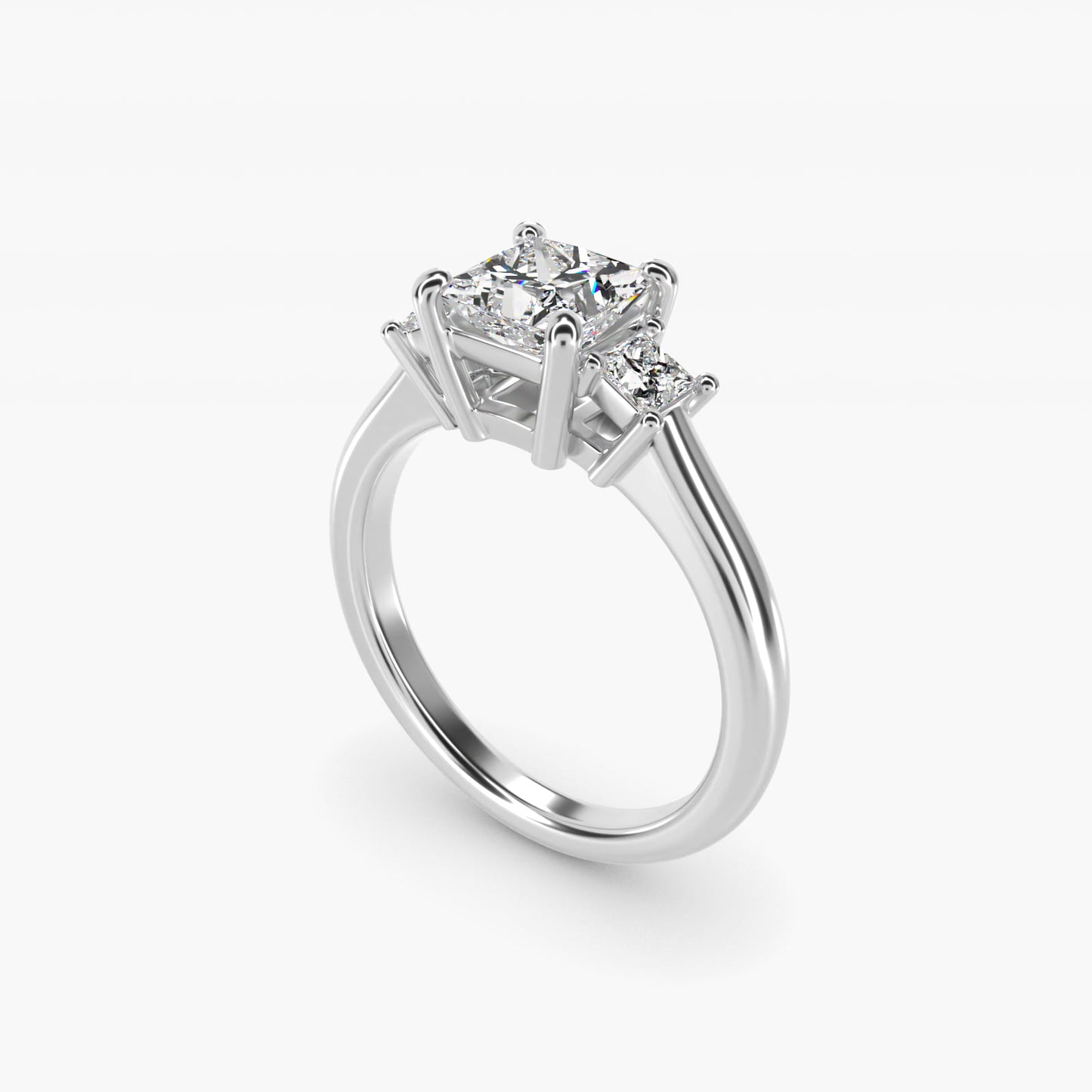 Three-Stone Princess Diamond Engagement Ring in Platinum (1/3 ct. tw.) - Princess Center