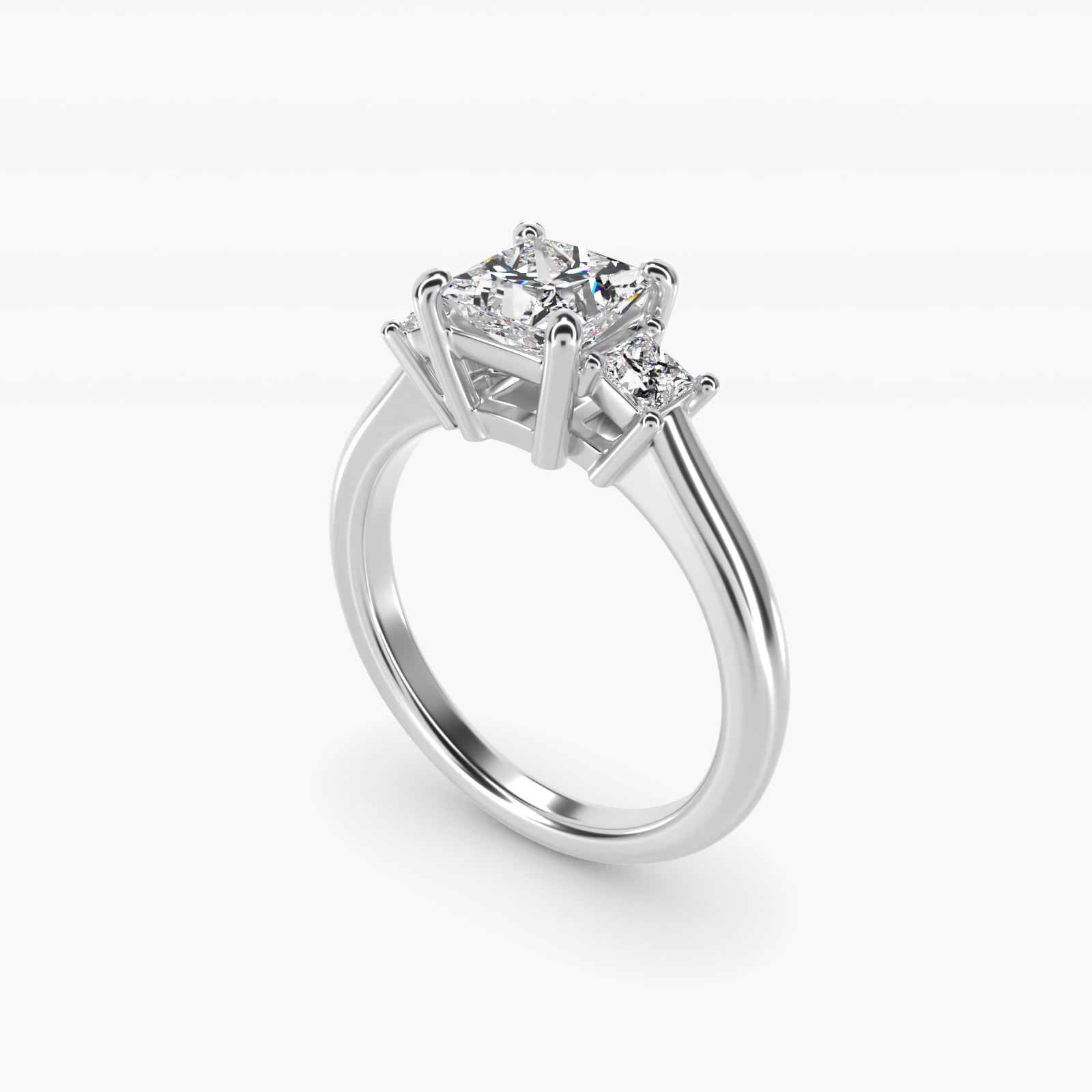 Three-Stone Princess Diamond Engagement Ring in Platinum (1/3 ct. tw.) - Princess Center