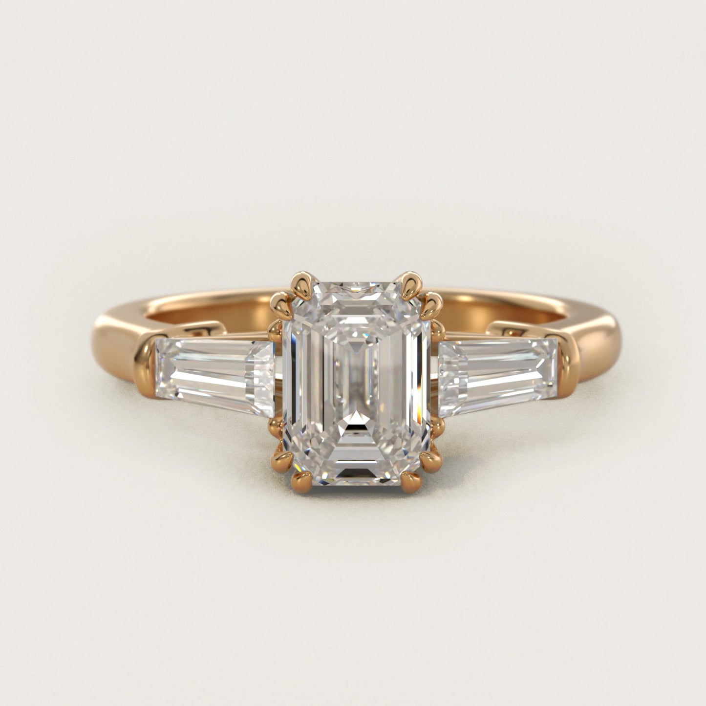 Three-Stone Tapered Baguette Diamond Engagement Ring in 14K Yellow Gold (1/2 ct. tw.) - Emerald Center