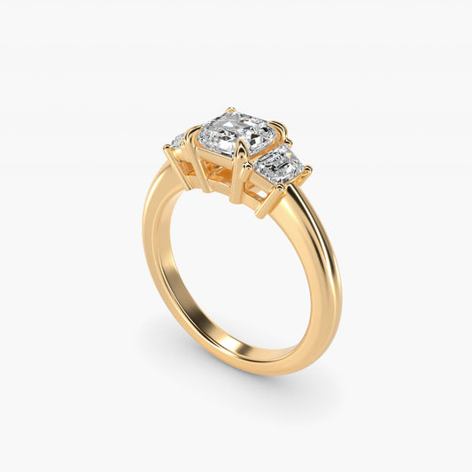 Three-Stone Trapezoid Sidestone Diamond Engagement Ring in 14K Yellow Gold (1/2 ct. tw.) - Asscher Center