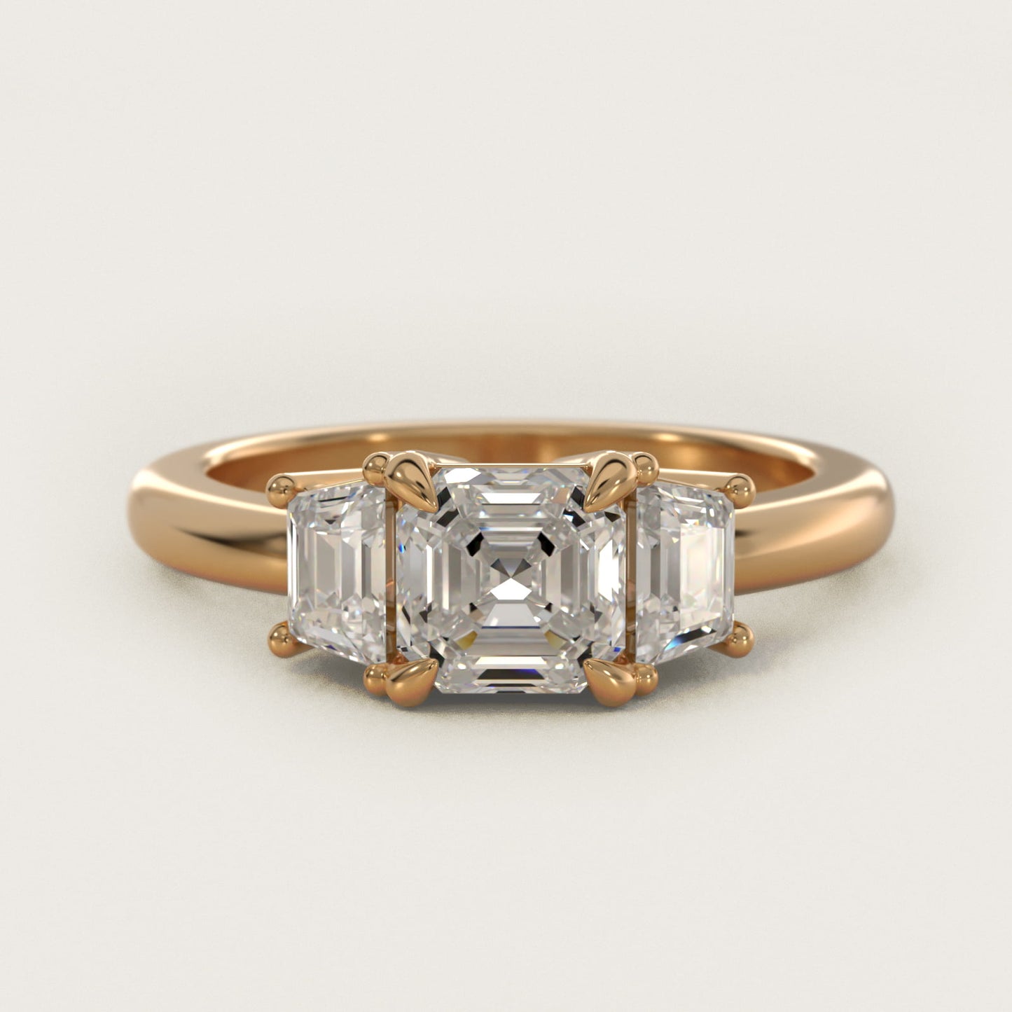 Three-Stone Trapezoid Sidestone Diamond Engagement Ring in 14K Yellow Gold (1/2 ct. tw.) - Asscher Center