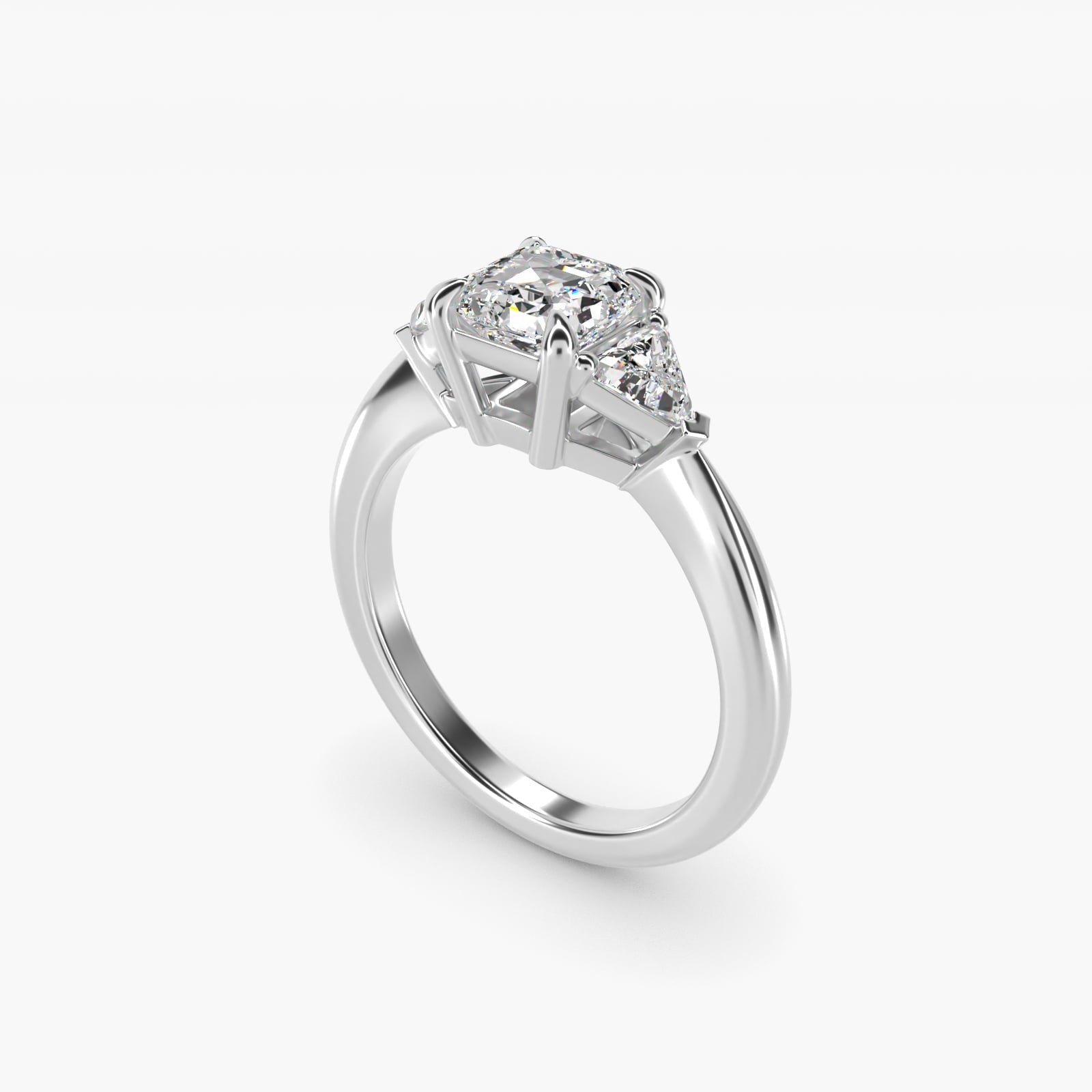 Three-Stone Trillion Diamond Engagement Ring in 18k White Gold (1/3 ct. tw.) - Asscher Center
