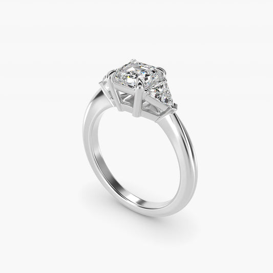 Three-Stone Trillion Diamond Engagement Ring in 18k White Gold (1/3 ct. tw.) - Asscher Center