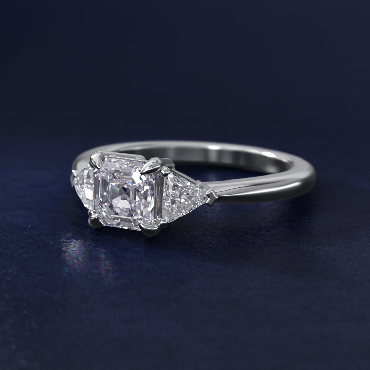 Three-Stone Trillion Diamond Engagement Ring in 14k White Gold (1/3 ct. tw.) - Asscher Center