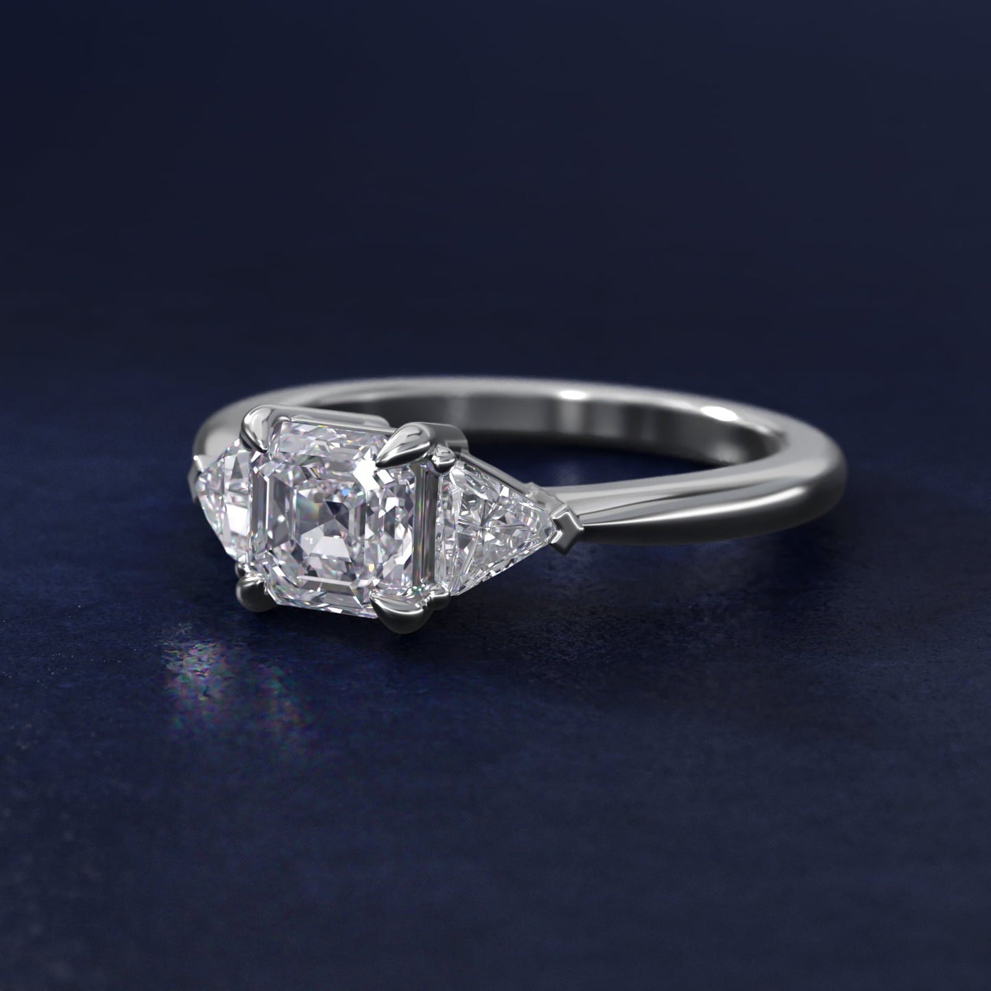Three-Stone Trillion Diamond Engagement Ring in 18k White Gold (1/3 ct. tw.) - Asscher Center