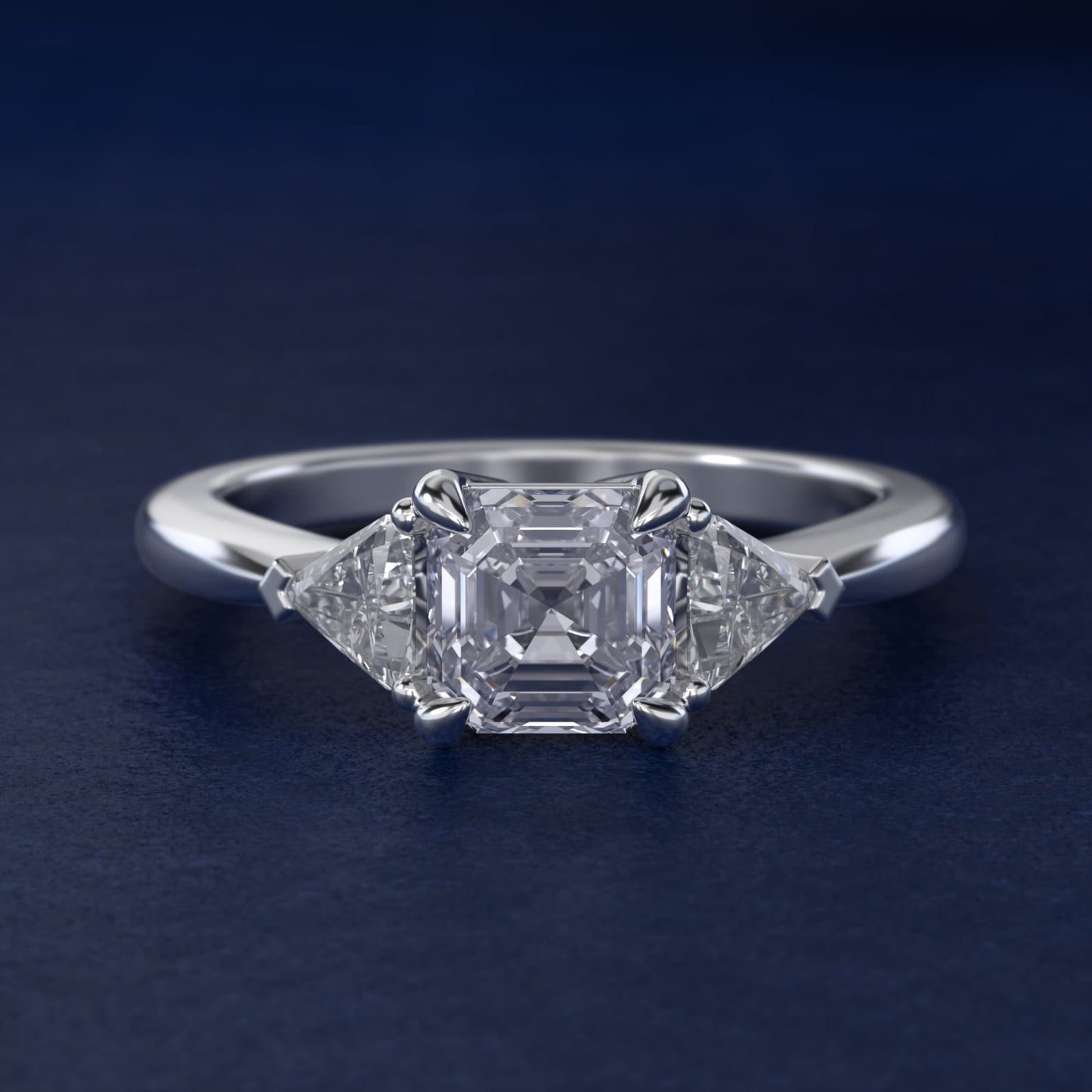 Three-Stone Trillion Diamond Engagement Ring in Platinum (1/3 ct. tw.) - Asscher Center