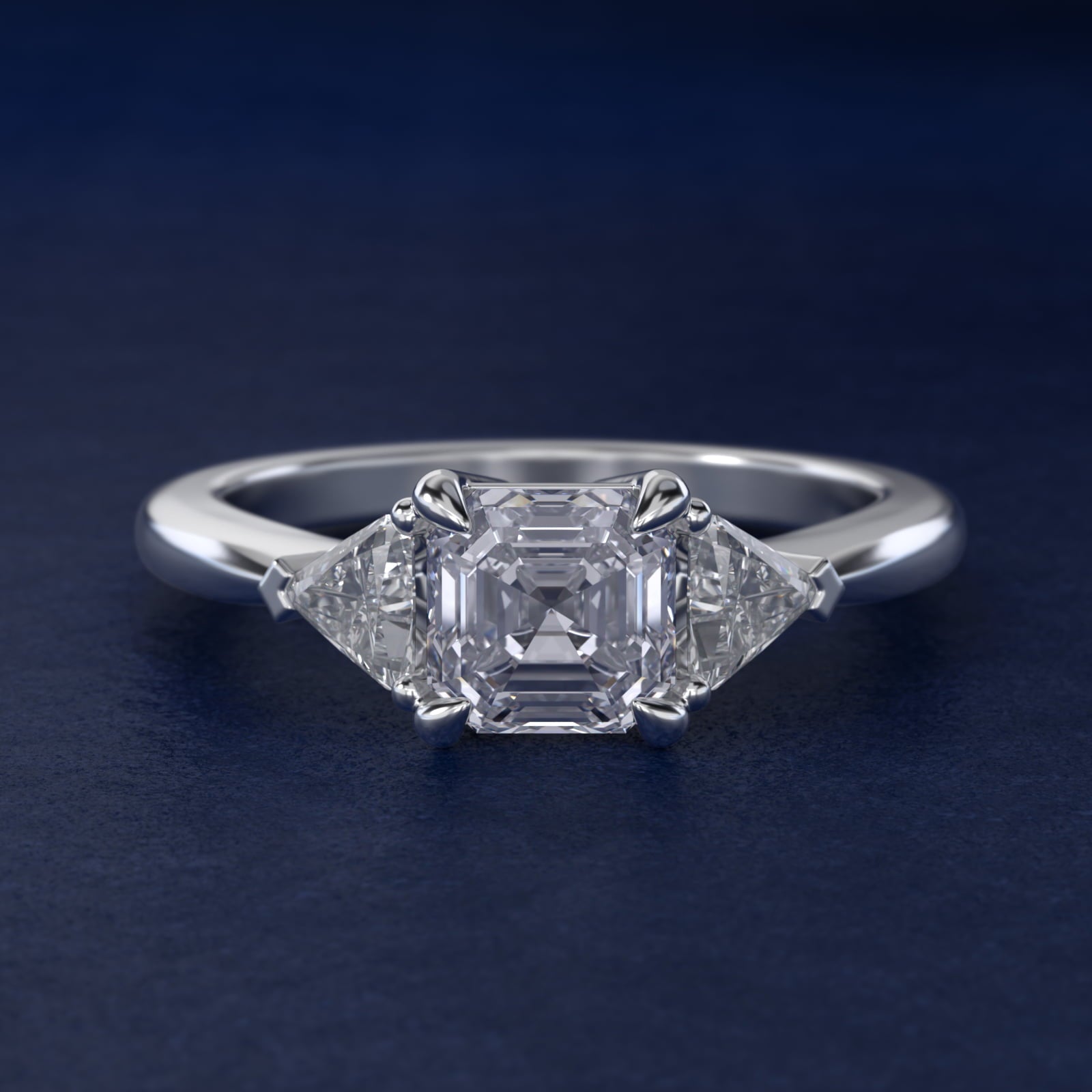 Three-Stone Trillion Diamond Engagement Ring in Platinum (1/3 ct. tw.) - Asscher Center