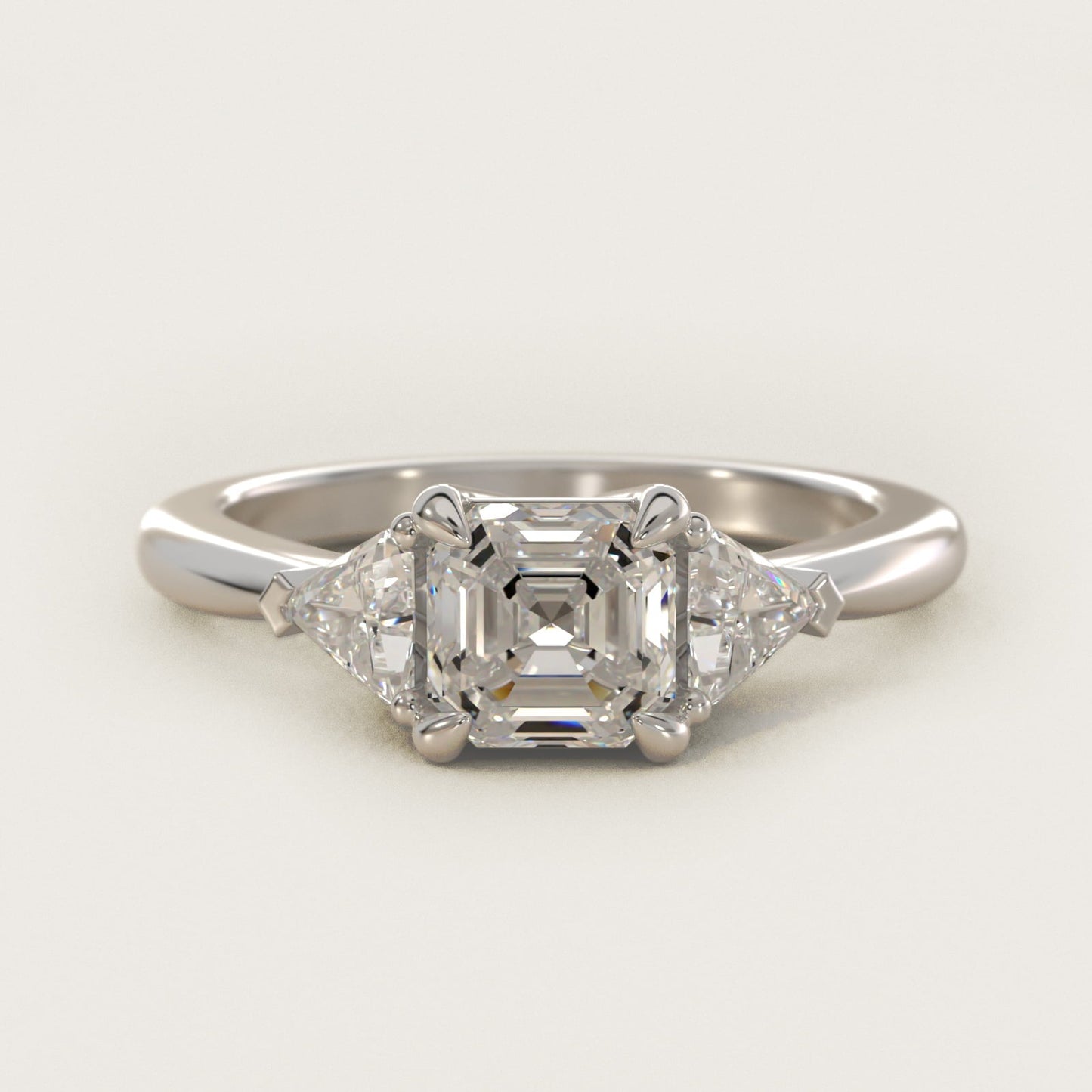 Three-Stone Trillion Diamond Engagement Ring in Platinum (1/3 ct. tw.) - Asscher Center