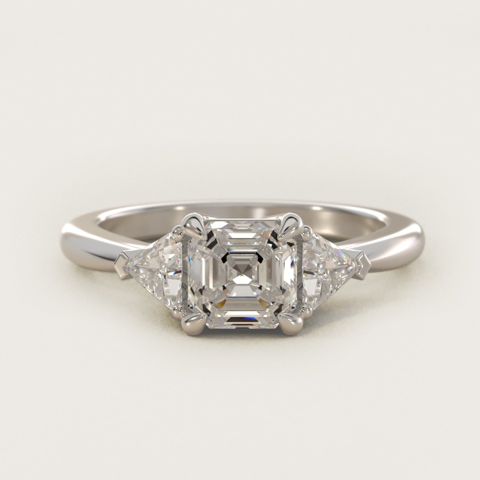 Three-Stone Trillion Diamond Engagement Ring in Platinum (1/3 ct. tw.) - Asscher Center
