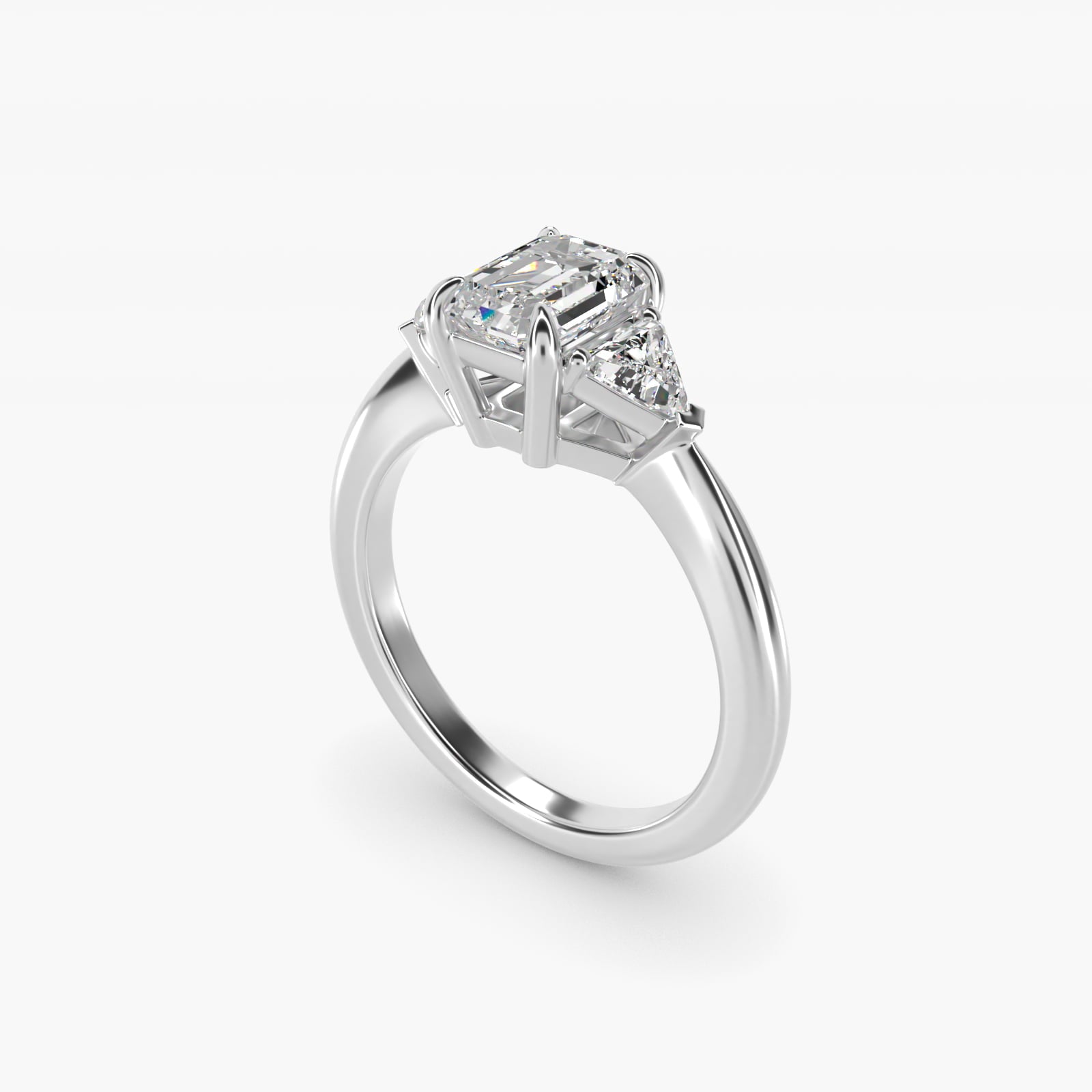 Three-Stone Trillion Diamond Engagement Ring in 14k White Gold (1/3 ct. tw.) - Emerald Center