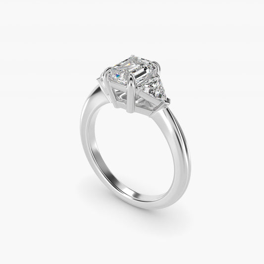 Three-Stone Trillion Diamond Engagement Ring in 14k White Gold (1/3 ct. tw.) - Emerald Center
