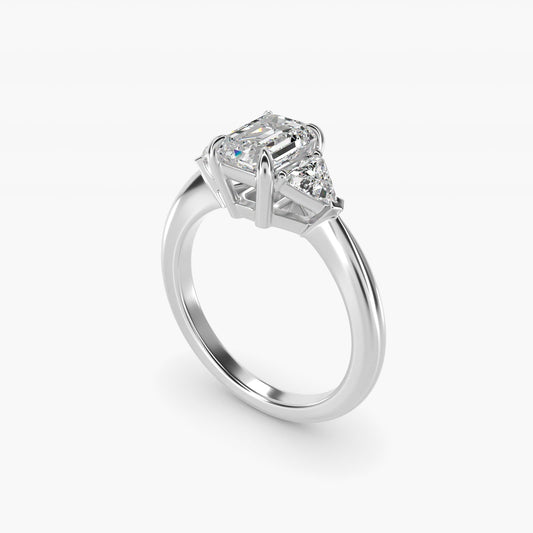 Three-Stone Trillion Diamond Engagement Ring in 18k White Gold (1/3 ct. tw.) - Emerald Center
