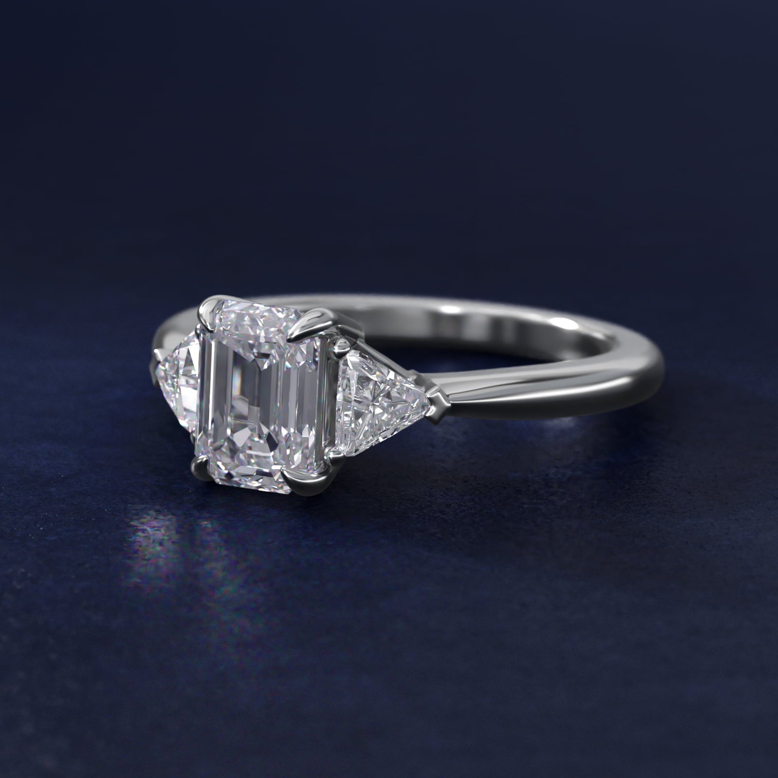 Three-Stone Trillion Diamond Engagement Ring in 14k White Gold (1/3 ct. tw.) - Emerald Center