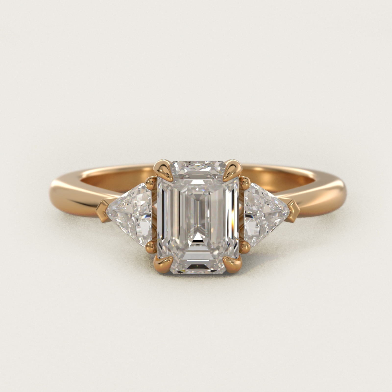Three-Stone Trillion Diamond Engagement Ring in 18k Yellow Gold (1/3 ct. tw.) - Emerald Center