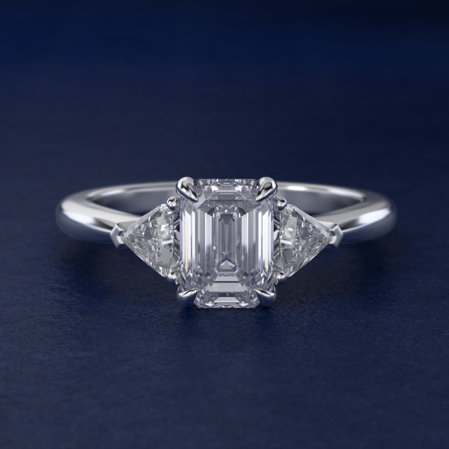 Three-Stone Trillion Diamond Engagement Ring in Platinum (1/3 ct. tw.) - Emerald Center