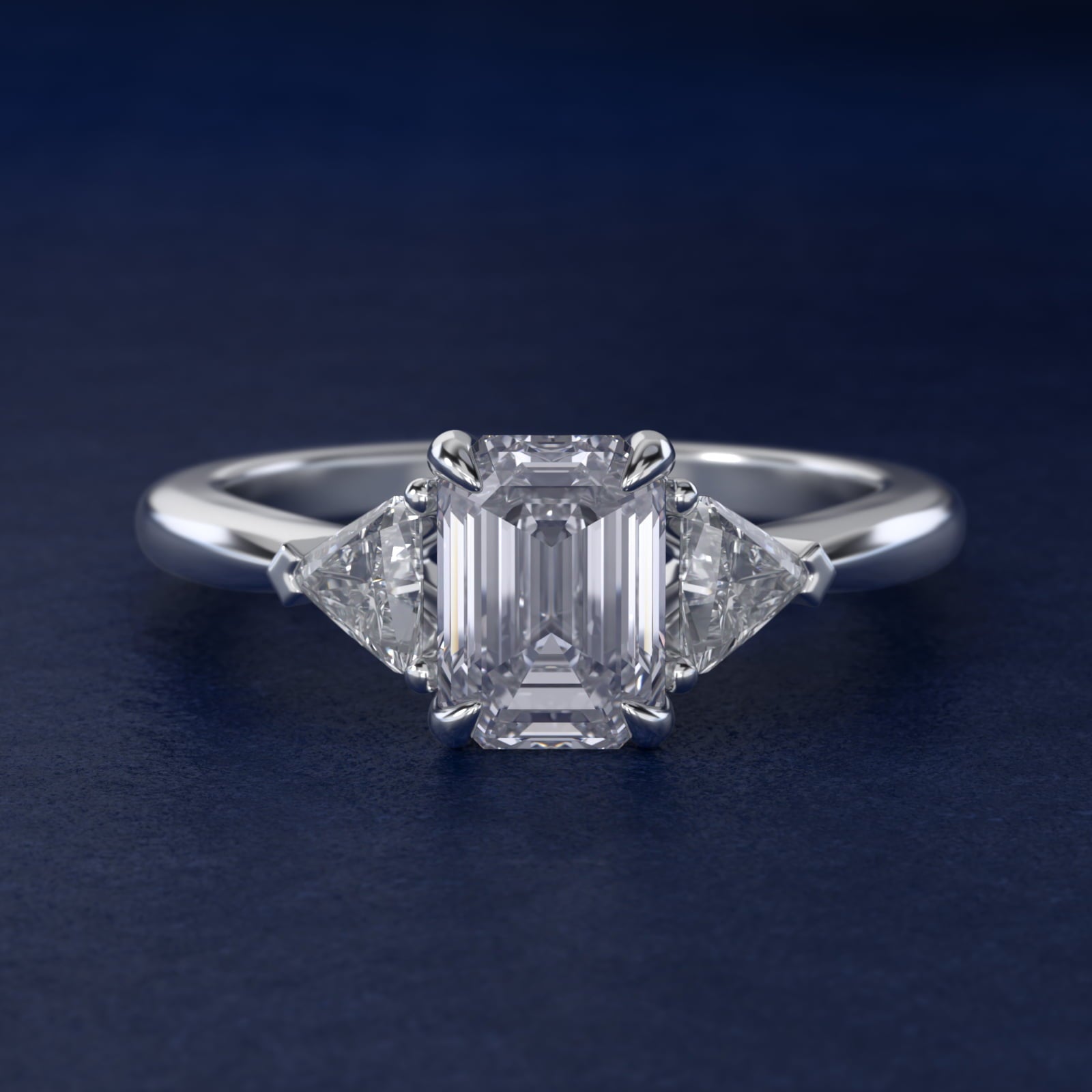 Three-Stone Trillion Diamond Engagement Ring in Platinum (1/3 ct. tw.) - Emerald Center