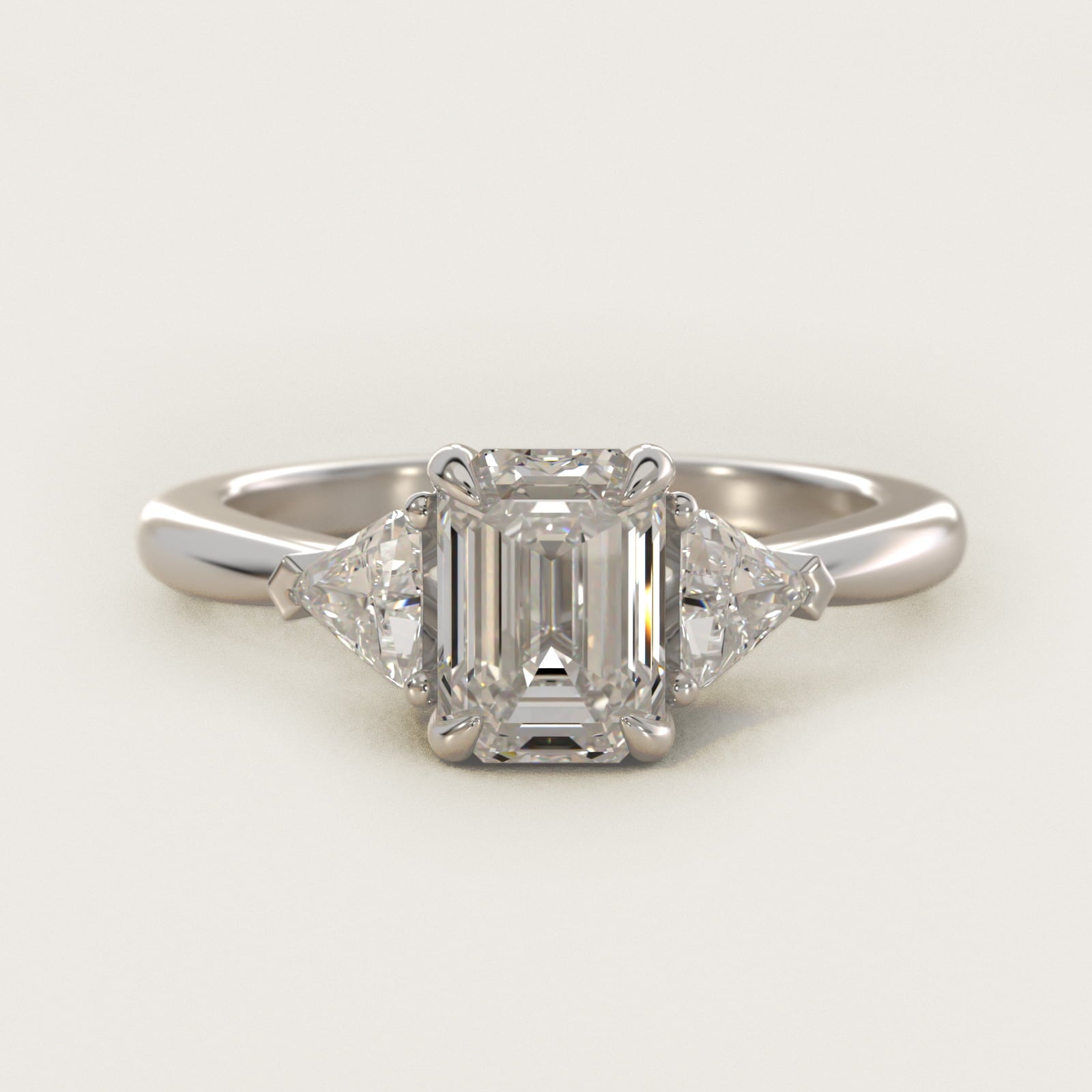 Three-Stone Trillion Diamond Engagement Ring in Platinum (1/3 ct. tw.) - Emerald Center