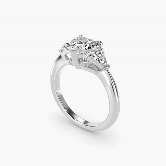 Three-Stone Trillion Diamond Engagement Ring in 14k White Gold (1/3 ct. tw.) - Heart Center