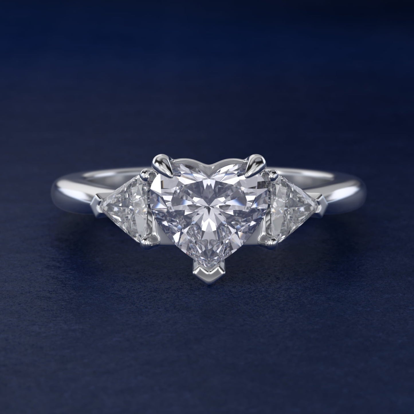 Three-Stone Trillion Diamond Engagement Ring in Platinum (1/3 ct. tw.) - Heart Center