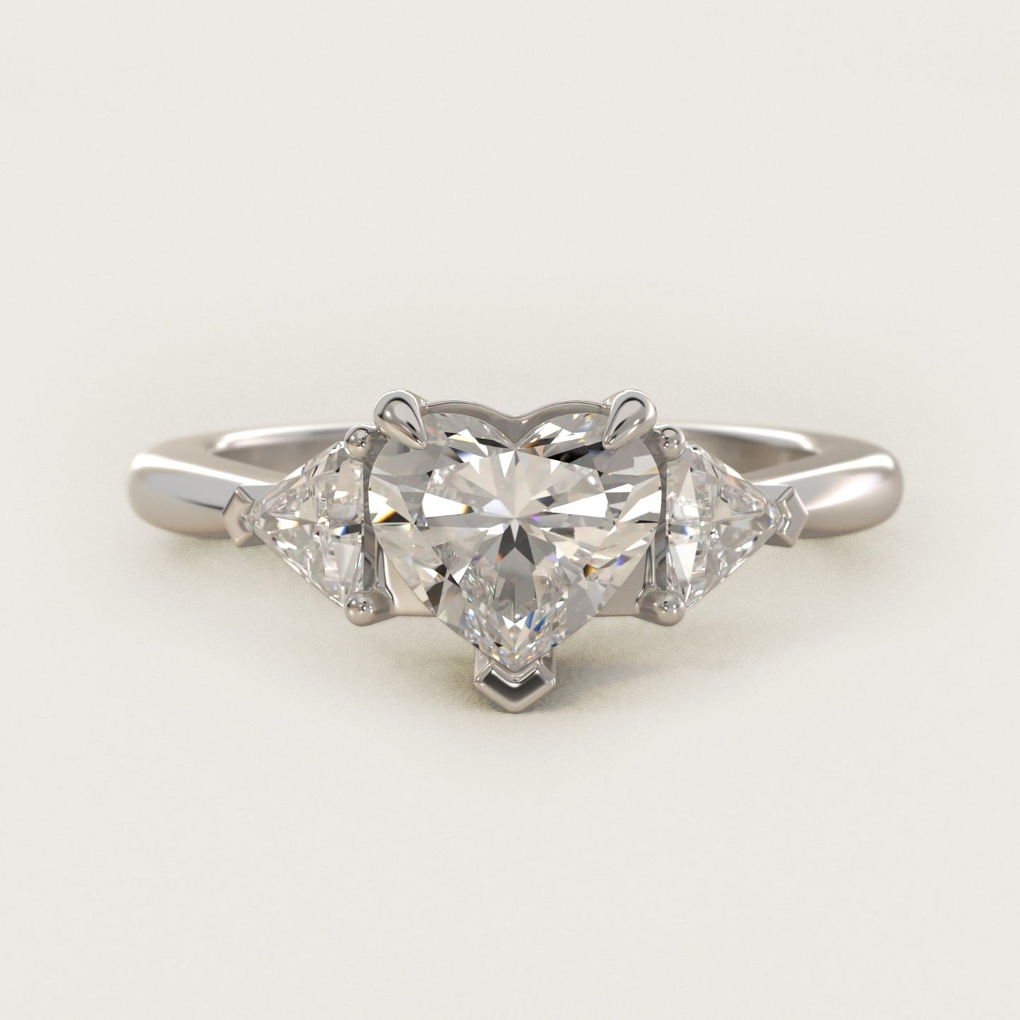 Three-Stone Trillion Diamond Engagement Ring in Platinum (1/3 ct. tw.) - Heart Center
