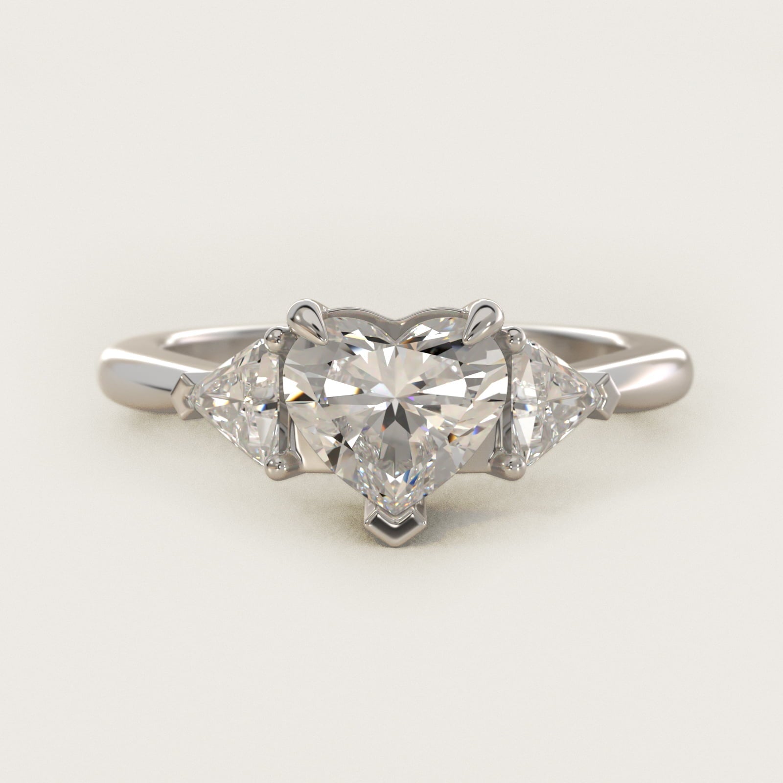 Three-Stone Trillion Diamond Engagement Ring in Platinum (1/3 ct. tw.) - Heart Center