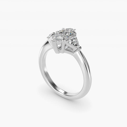 Three-Stone Trillion Diamond Engagement Ring in 14k White Gold (1/3 ct. tw.) - Marquise Center