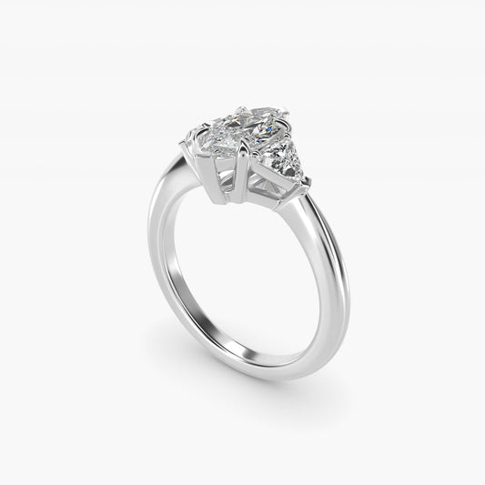 Three-Stone Trillion Diamond Engagement Ring in 18k White Gold (1/3 ct. tw.) - Marquise Center