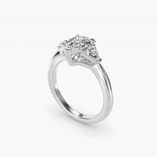 Three-Stone Trillion Diamond Engagement Ring in 14k White Gold (1/3 ct. tw.) - Pear Center