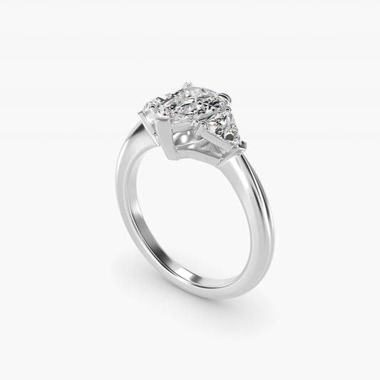 Three-Stone Trillion Diamond Engagement Ring in 18k White Gold (1/3 ct. tw.) - Pear Center