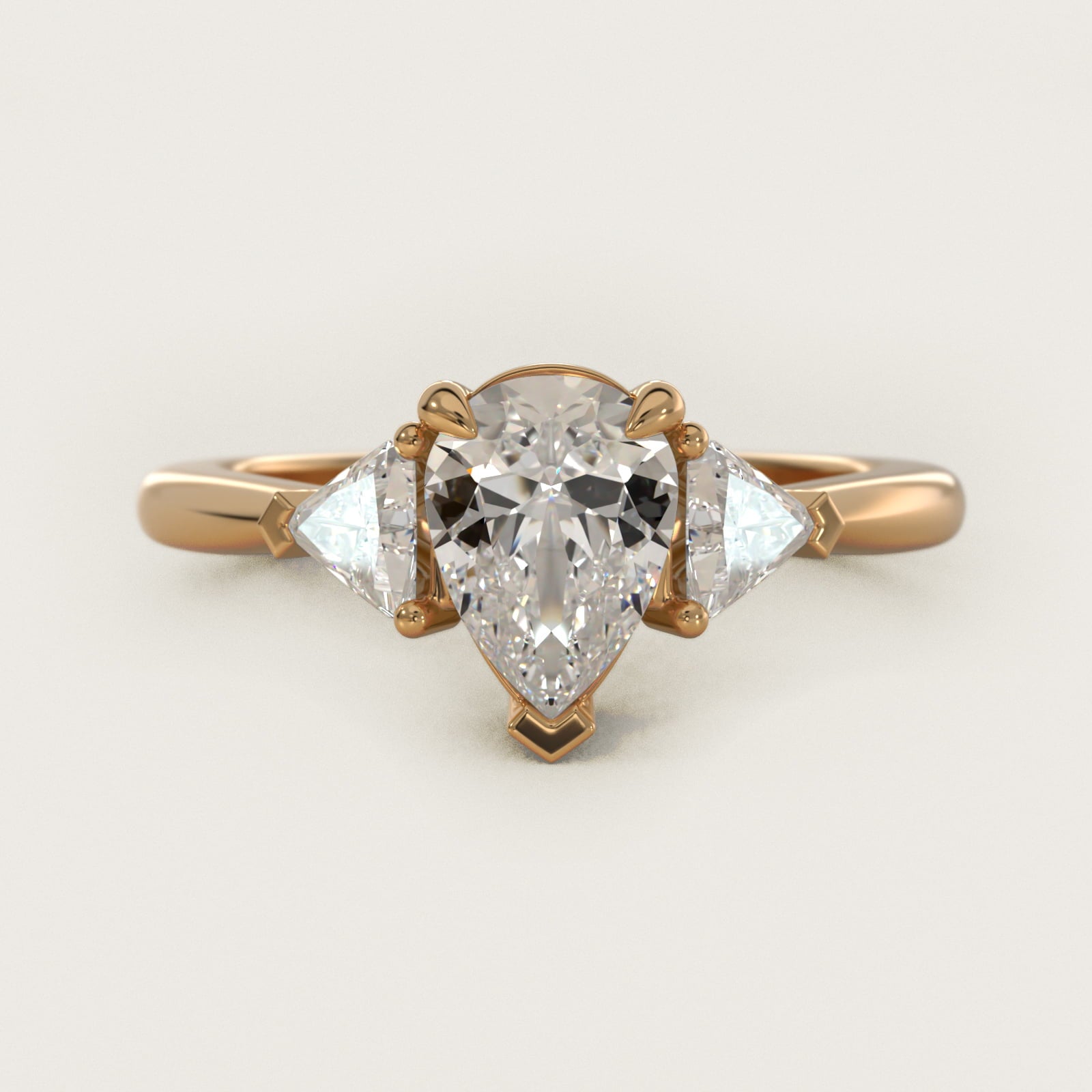 Three-Stone Trillion Diamond Engagement Ring in 14K Yellow Gold (1/3 ct. tw.) - Pear Center
