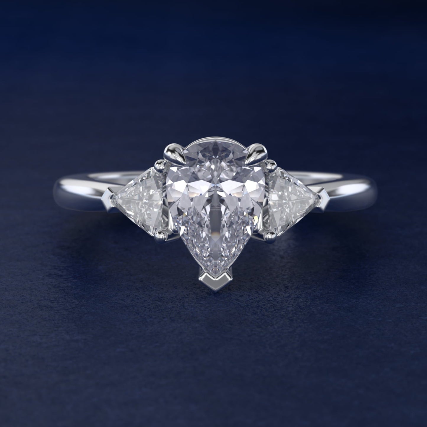 Three-Stone Trillion Diamond Engagement Ring in Platinum (1/3 ct. tw.) - Pear Center