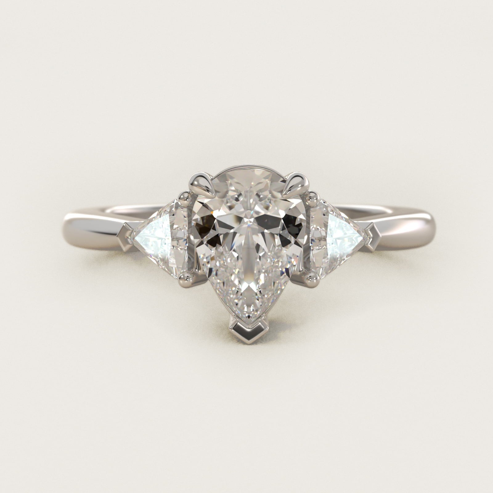 Three-Stone Trillion Diamond Engagement Ring in Platinum (1/3 ct. tw.) - Pear Center