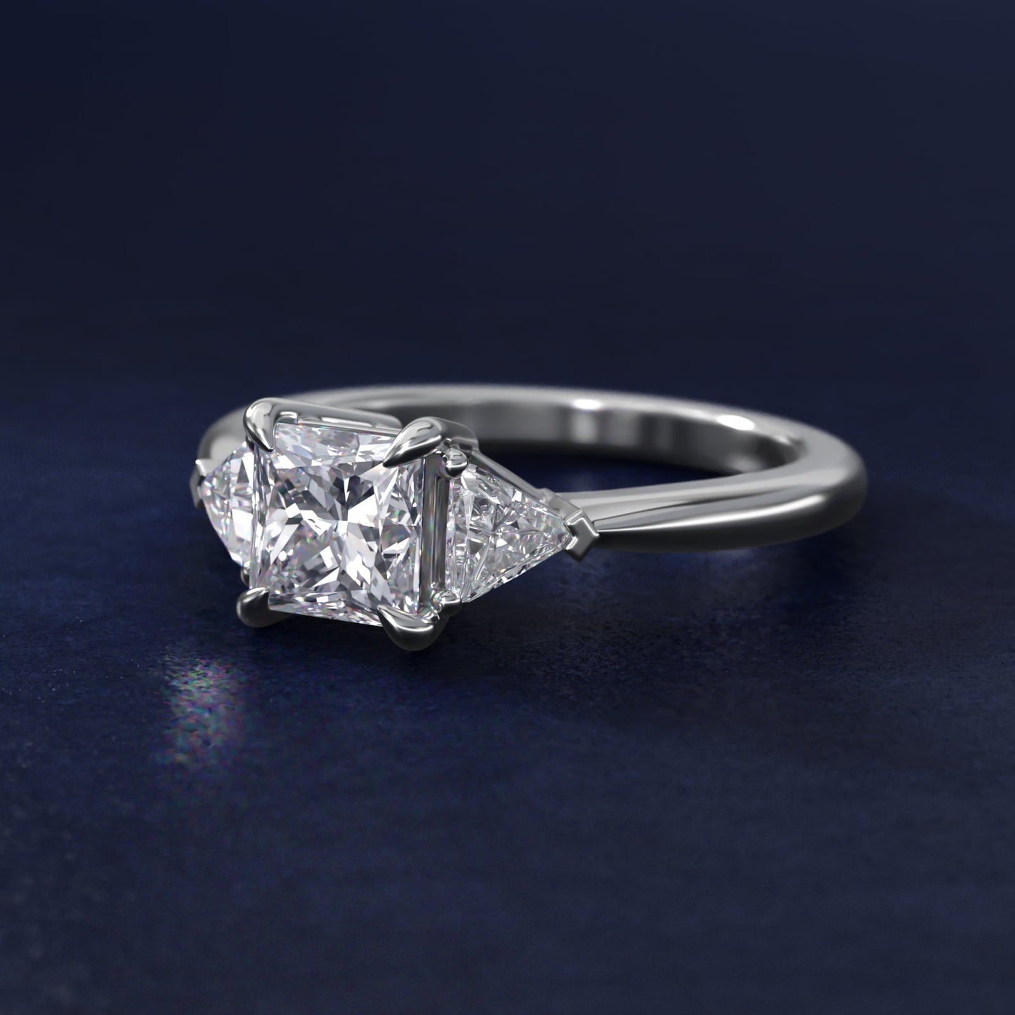 Three-Stone Trillion Diamond Engagement Ring in 18k White Gold (1/3 ct. tw.) - Princess Center