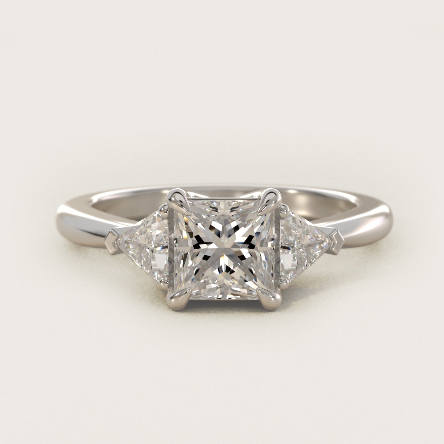 Three-Stone Trillion Diamond Engagement Ring in 14k White Gold (1/3 ct. tw.) - Princess Center