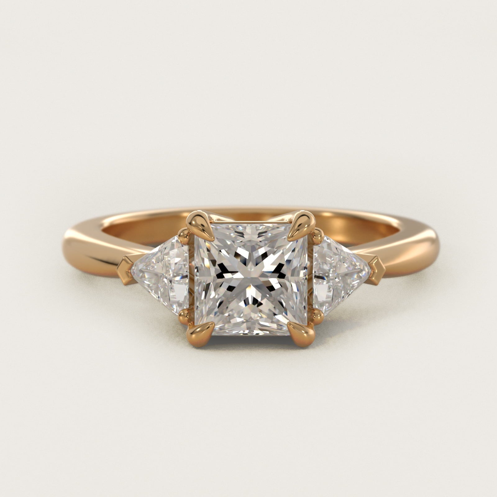 Three-Stone Trillion Diamond Engagement Ring in 18k Yellow Gold (1/3 ct. tw.) - Princess Center
