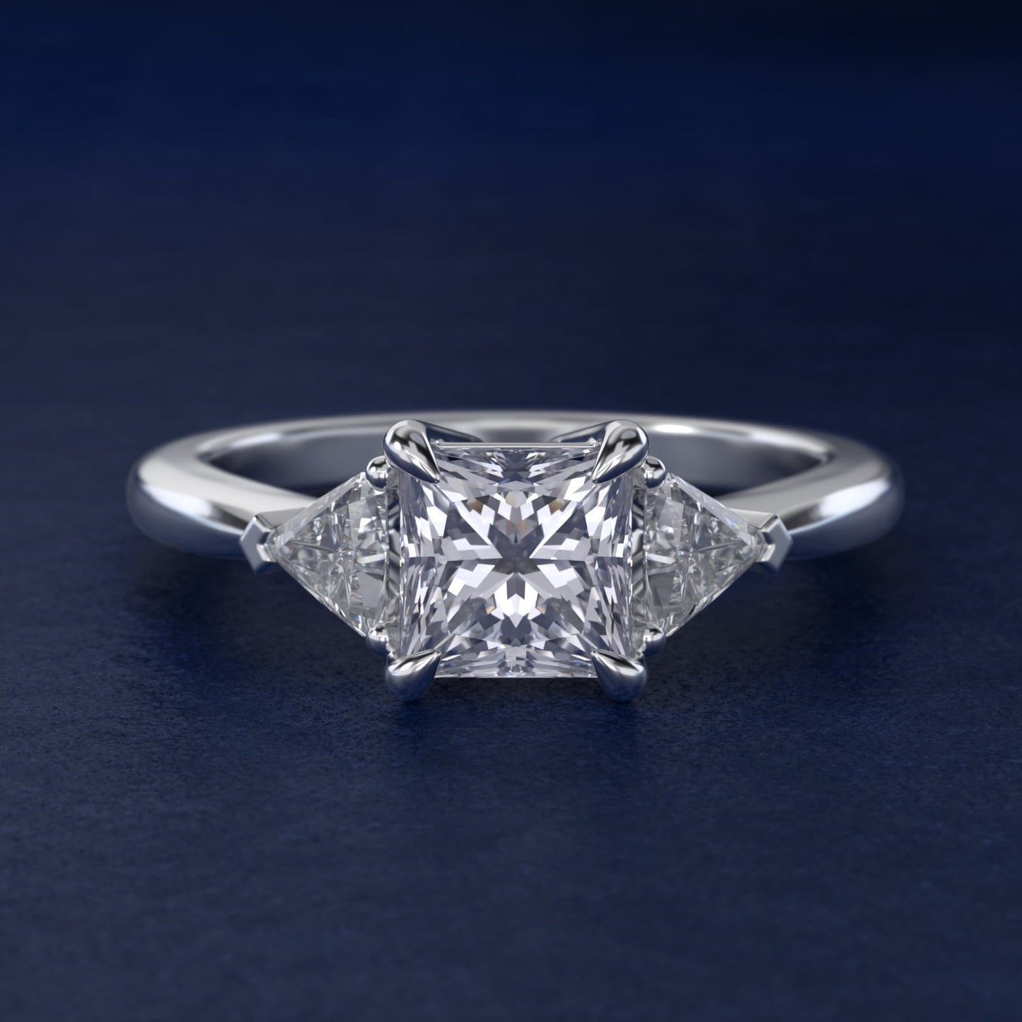 Three-Stone Trillion Diamond Engagement Ring in Platinum (1/3 ct. tw.) - Princess Center