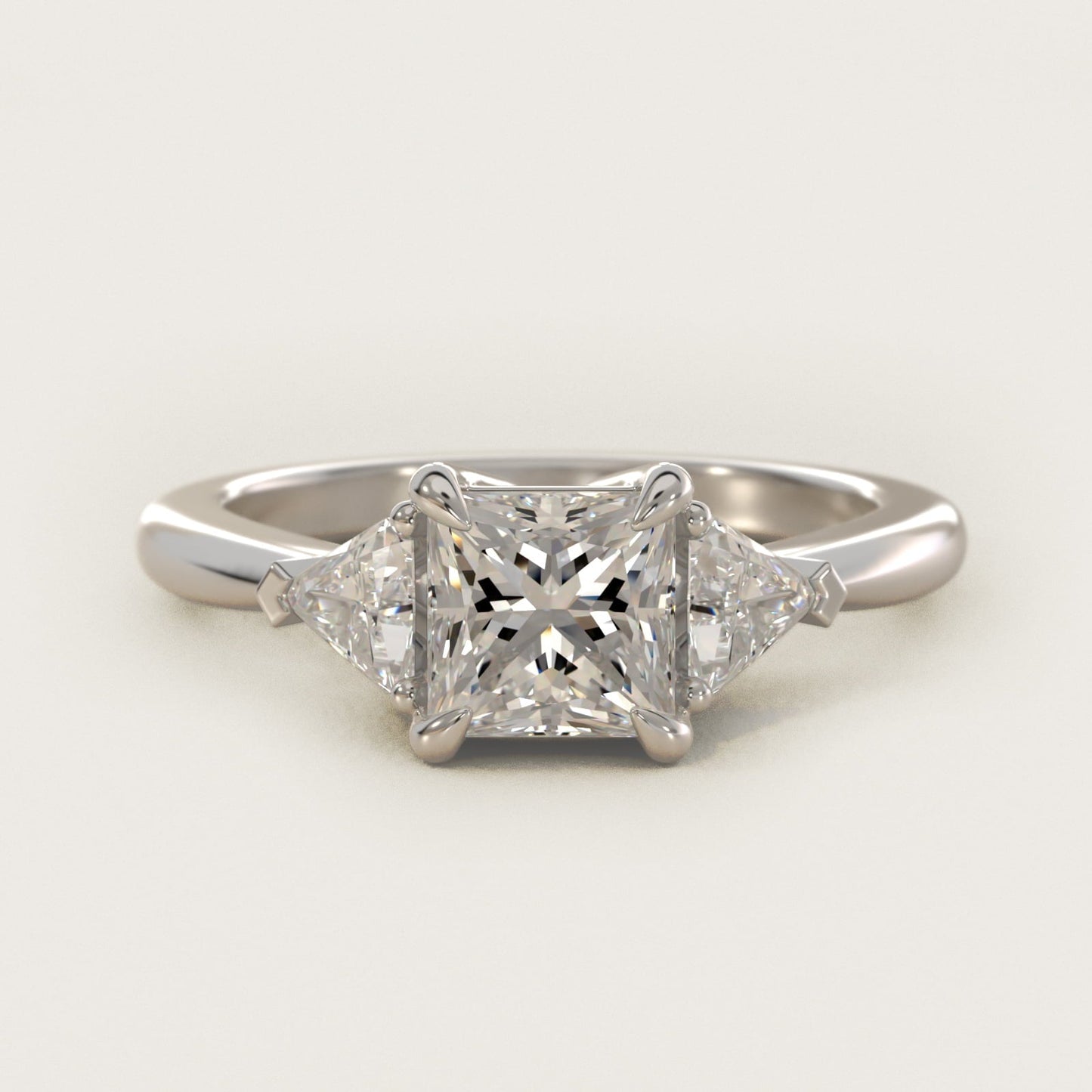 Three-Stone Trillion Diamond Engagement Ring in Platinum (1/3 ct. tw.) - Princess Center