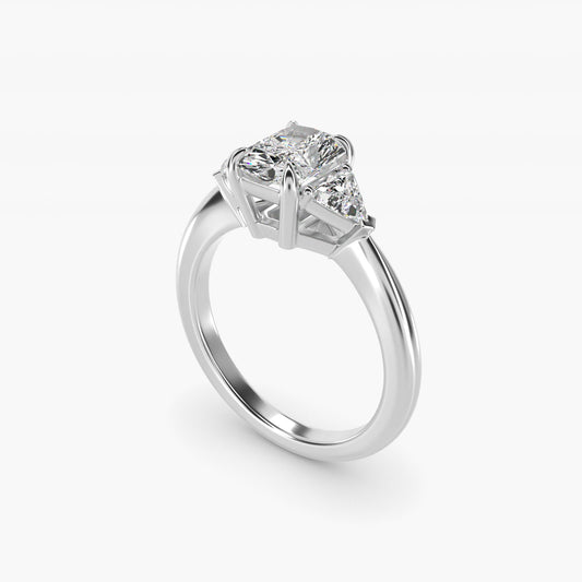 Three-Stone Trillion Diamond Engagement Ring in 14k White Gold (1/3 ct. tw.) - Radiant Center