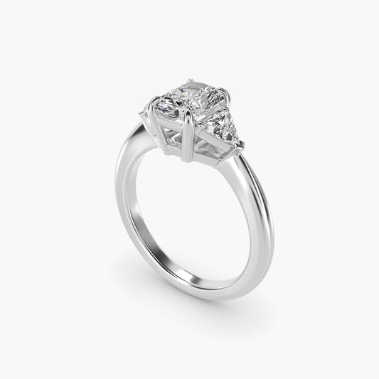 Three-Stone Trillion Diamond Engagement Ring in Platinum (1/3 ct. tw.) - Radiant Center