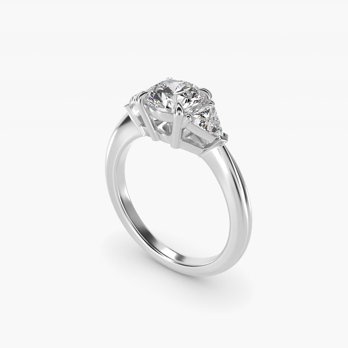 Three-Stone Trillion Diamond Engagement Ring in Platinum (1/3 ct. tw.) - Round Center