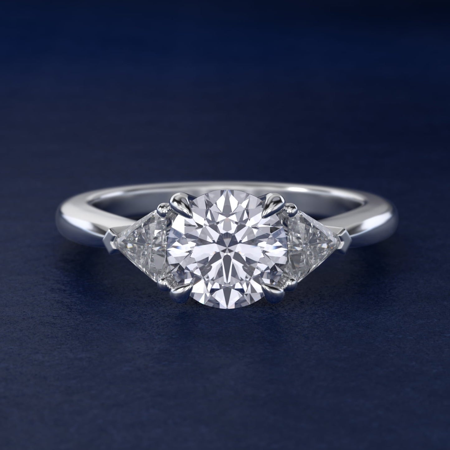 Three-Stone Trillion Diamond Engagement Ring in Platinum (1/3 ct. tw.) - Round Center