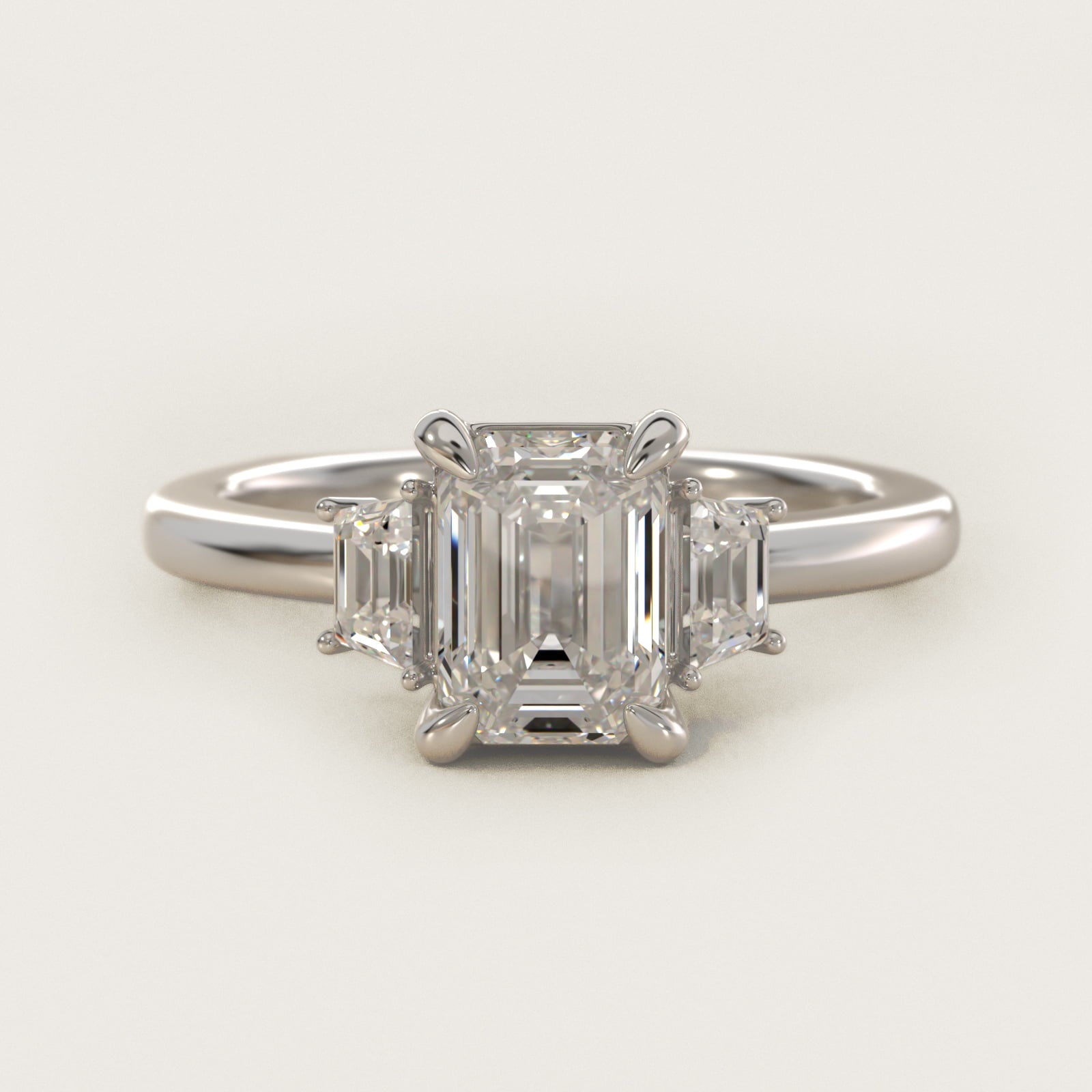 Trapezoid Three Stone Engagement Ring in 18k White Gold (1/3 ct. tw.) By Bella Vaughan - Emerald Center