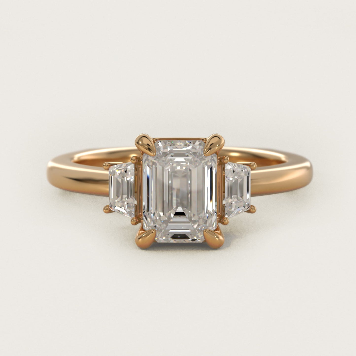 Trapezoid Three Stone Engagement Ring in 18k Yellow Gold (1/3 ct. tw.) By Bella Vaughan - Emerald Center