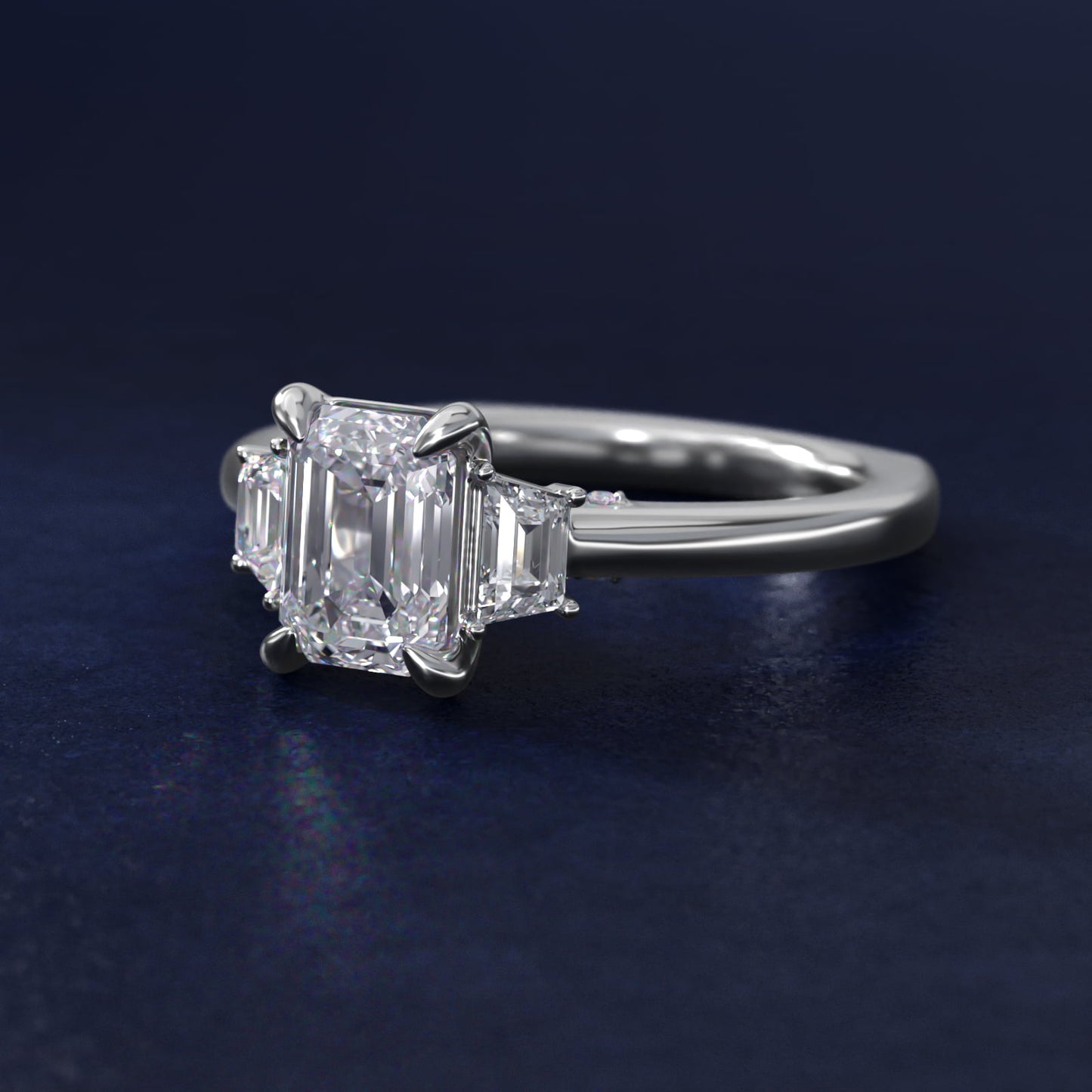Trapezoid Three Stone Engagement Ring in Platinum (1/3 ct. tw.) By Bella Vaughan - Emerald Center