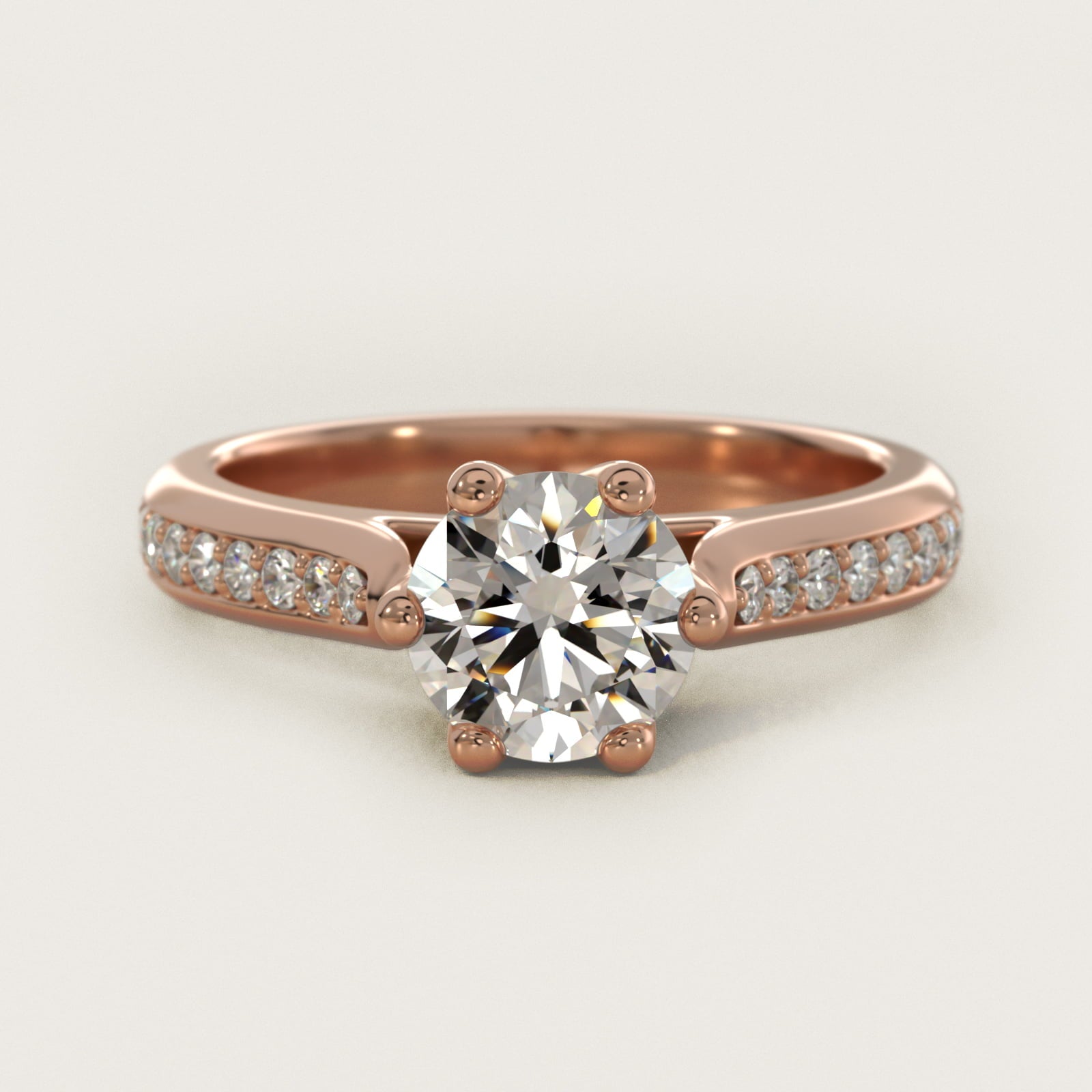 Trellis PavŽ Diamond Engagement Ring In 14K Rose Gold By James Allen - Round Center