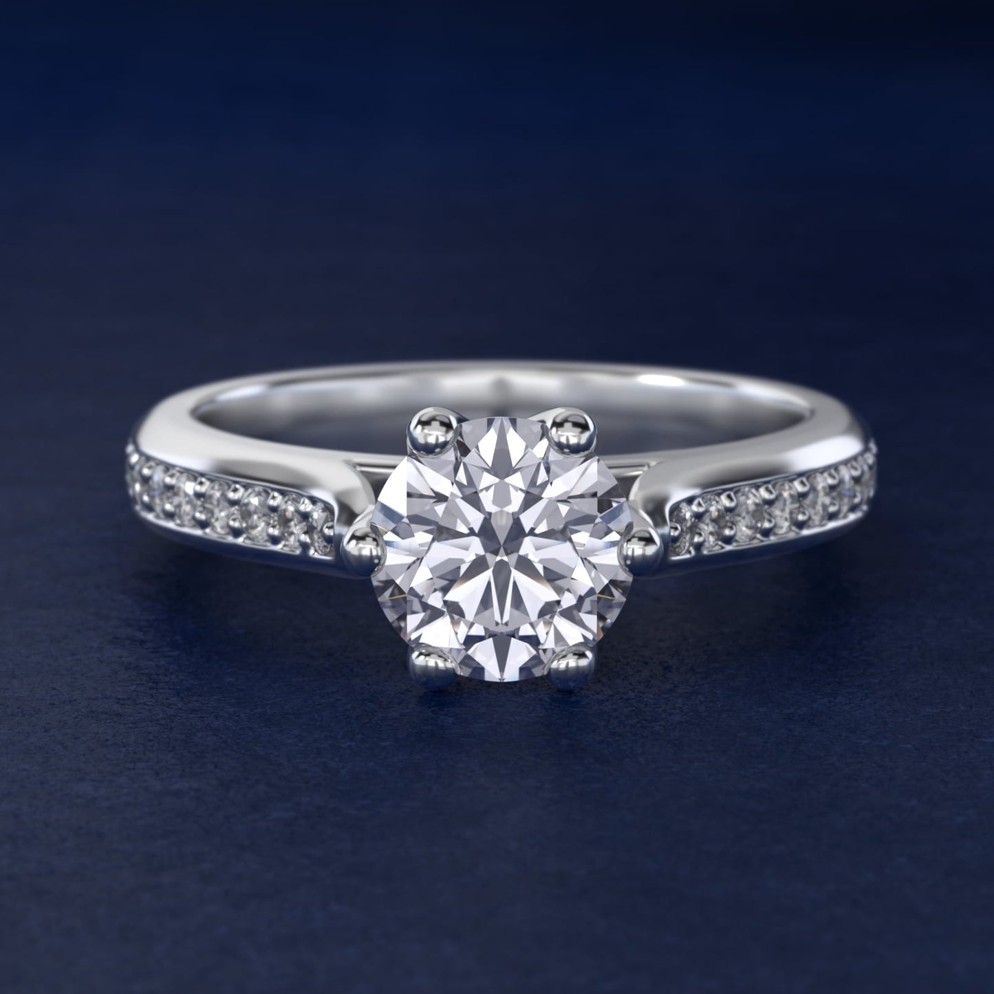 Trellis Pav? Diamond Engagement Ring In 18k White Gold By James Allen - Round Center